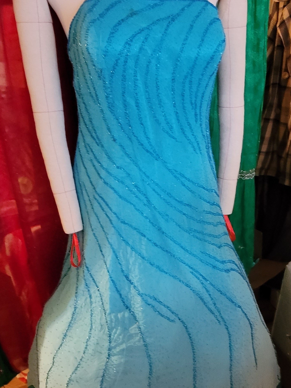 Strapless Turquoise Blue Costume Dress with Sparkle Detail